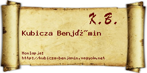 Kubicza Benjámin névjegykártya